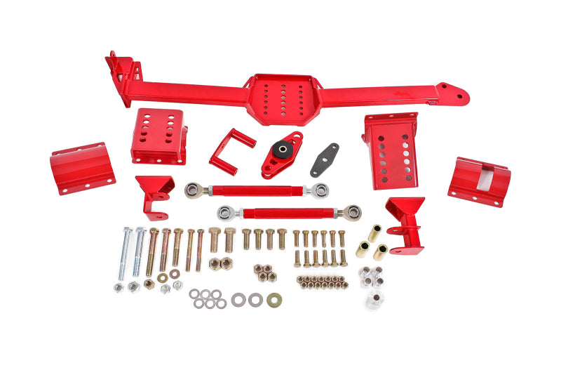 BMR 05-14 S197 Mustang Body Mount Watts Link Rod End/Poly w/ Adj. Axle Clamps - Red BMR 05-14 S197 Mustang Body Mount Watts Link Rod End/Poly w/ Adj. Axle Clamps - Red