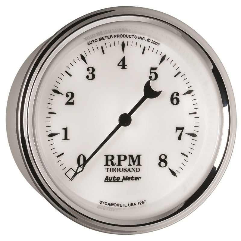 AutoMeter Gauge Tachometer 3-3/8in. 8K RPM In-Dash Old Tyme White II AutoMeter Gauge Tachometer 3-3/8in. 8K RPM In-Dash Old Tyme White II