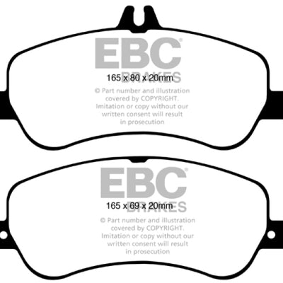 EBC 13-16 Mercedes-Benz GLK250 2.1 Twin TD Redstuff Front Brake Pads