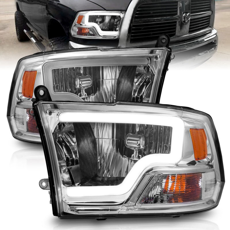 ANZO 2009-2018 Dodge Ram 1500/ 2500/ 3500 Crystal Headlights w/ Light Bar Chrome Housing ANZO 2009-2018 Dodge Ram 1500/ 2500/ 3500 Crystal Headlights w/ Light Bar Chrome Housing