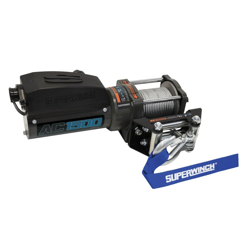 Superwinch 1,500 lbs. 1.1 HP 120V AC 1/8 In x 35ft. Wire Rope - Gray Wrinkle Superwinch 1,500 lbs. 1.1 HP 120V AC 1/8 In x 35ft. Wire Rope - Gray Wrinkle