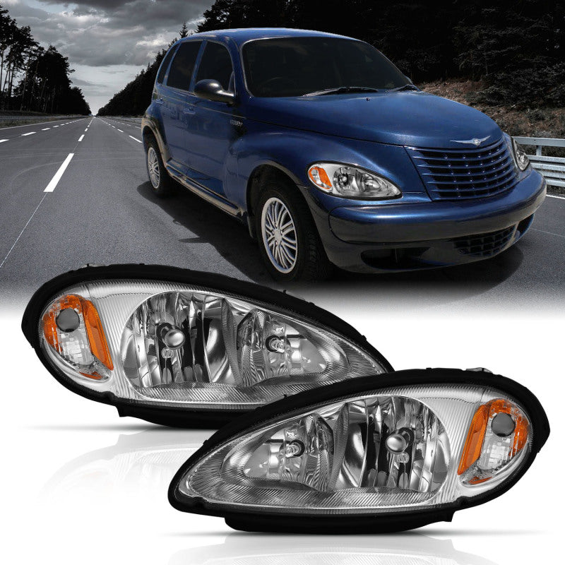 ANZO 2001-2005 Chrysler Pt Cruiser Crystal Headlight Chrome Amber (OE) ANZO 2001-2005 Chrysler Pt Cruiser Crystal Headlight Chrome Amber (OE)