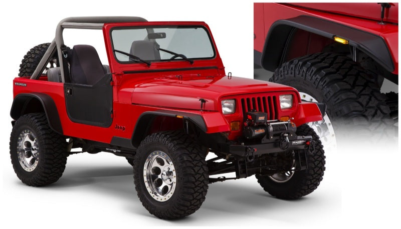 Bushwacker 87-95 Jeep Wrangler Flat Style Flares 4pc Excludes Renegade - Black Bushwacker 87-95 Jeep Wrangler Flat Style Flares 4pc Excludes Renegade - Black