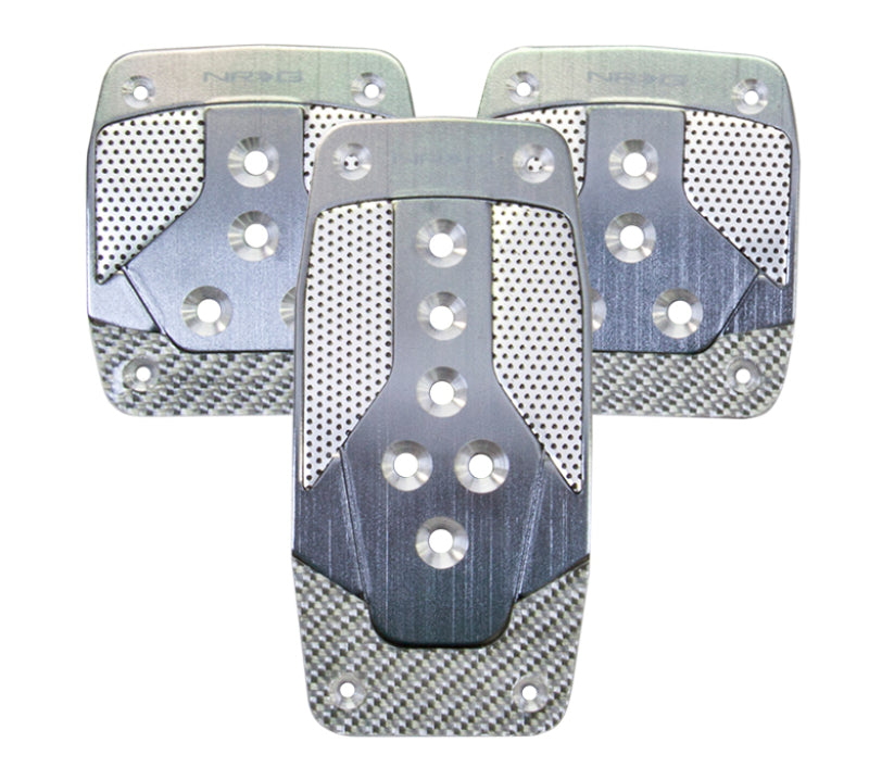 NRG Aluminum Sport Pedal M/T - Gunmetal w/Silver Carbon NRG Aluminum Sport Pedal M/T - Gunmetal w/Silver Carbon
