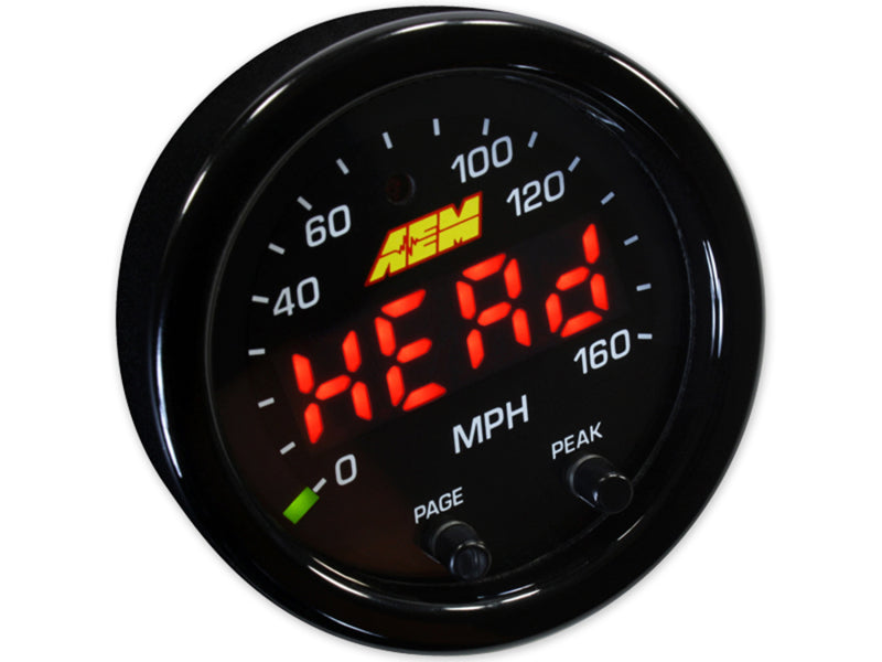 AEM X-Series 0-160 MPH Black Bezel w/ Black Face GPS Speedometer Gauge AEM X-Series 0-160 MPH Black Bezel w/ Black Face GPS Speedometer Gauge