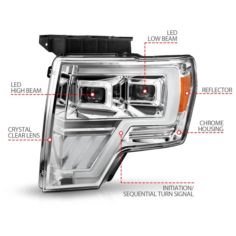ANZO 09-14 Ford F-150 Full LED Proj Headlights w/Initiation Feature - Chrome ANZO 09-14 Ford F-150 Full LED Proj Headlights w/Initiation Feature - Chrome