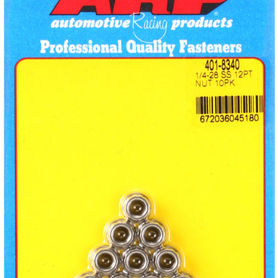 ARP 1/4-20in SS 12pt Nut Kit (10/pkg)