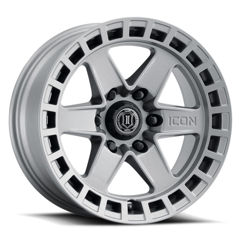 ICON Raider 17x8.5 6x5.5 0mm Offset 4.75in BS Titanium Wheel ICON Raider 17x8.5 6x5.5 0mm Offset 4.75in BS Titanium Wheel