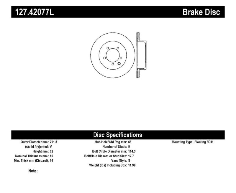 StopTech 03-05 350Z / 03-04 G35 / 03-05 G35X SportStop Slotted & Drilled Rear Left Rotor StopTech 03-05 350Z / 03-04 G35 / 03-05 G35X SportStop Slotted & Drilled Rear Left Rotor