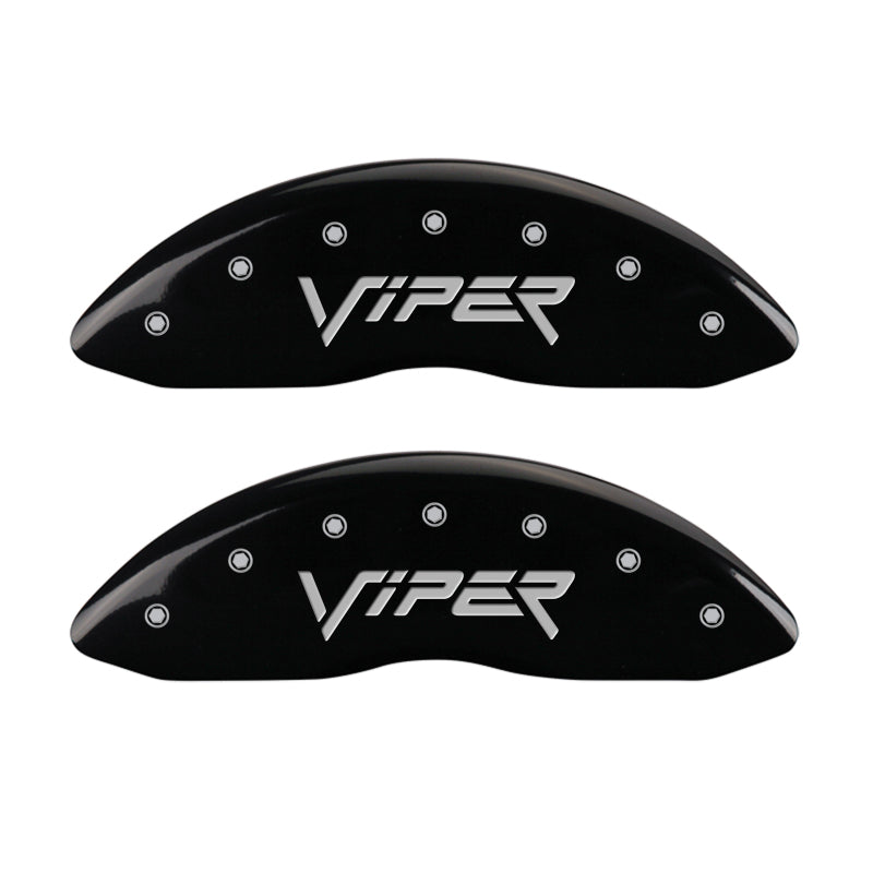 MGP 4 Caliper Covers Engraved Front Gen 2/Viper Engraved Rear Gen 2/Snake Black finish silver ch MGP 4 Caliper Covers Engraved Front Gen 2/Viper Engraved Rear Gen 2/Snake Black finish silver ch