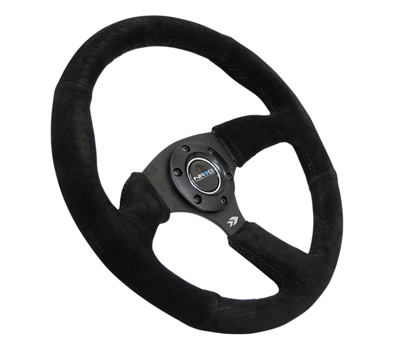 NRG Reinforced Steering Wheel (350mm / 2.5in. Deep) Blk Suede Comfort Grip w/5mm Matte Blk Spokes NRG Reinforced Steering Wheel (350mm / 2.5in. Deep) Blk Suede Comfort Grip w/5mm Matte Blk Spokes