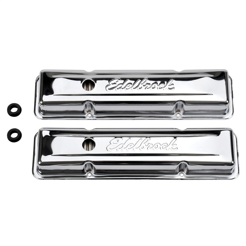 Edelbrock Valve Cover Signature Series Chevrolet 1959-1986 262-400 CI V8 Low Chrome Edelbrock Valve Cover Signature Series Chevrolet 1959-1986 262-400 CI V8 Low Chrome