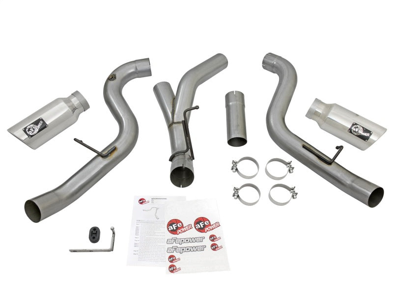 aFe LARGE Bore HD 4in Dual DPF-Back SS Exhaust w/Polished Tip 16-17 GM Diesel Truck V8-6.6L (td) LML aFe LARGE Bore HD 4in Dual DPF-Back SS Exhaust w/Polished Tip 16-17 GM Diesel Truck V8-6.6L (td) LML