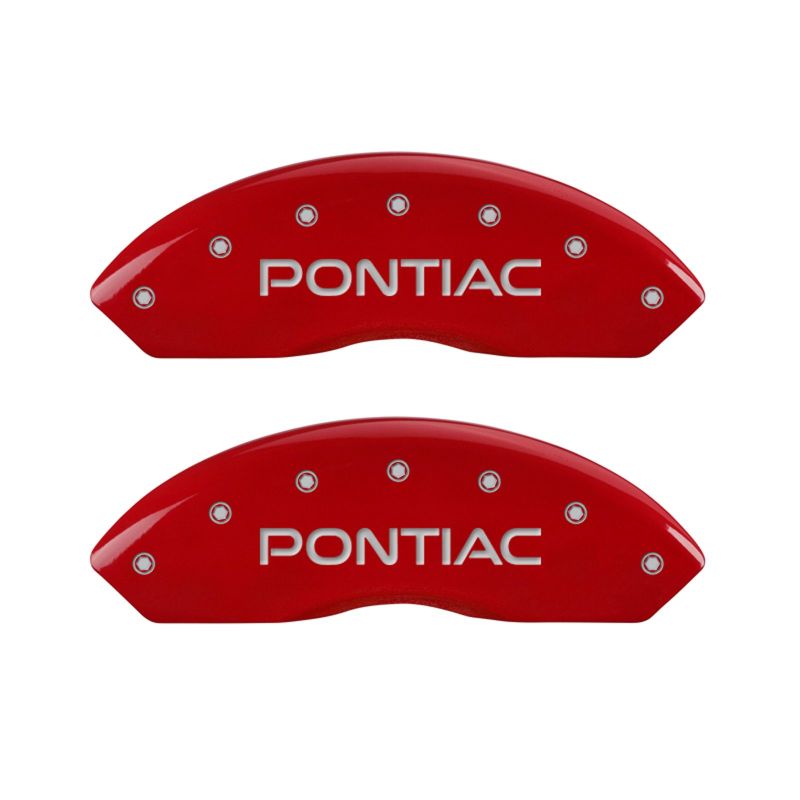 MGP 4 Caliper Covers Engraved Front & Rear 06-09 Pontiac Solstice Red Finish Silver Pontiac Logo MGP 4 Caliper Covers Engraved Front & Rear 06-09 Pontiac Solstice Red Finish Silver Pontiac Logo