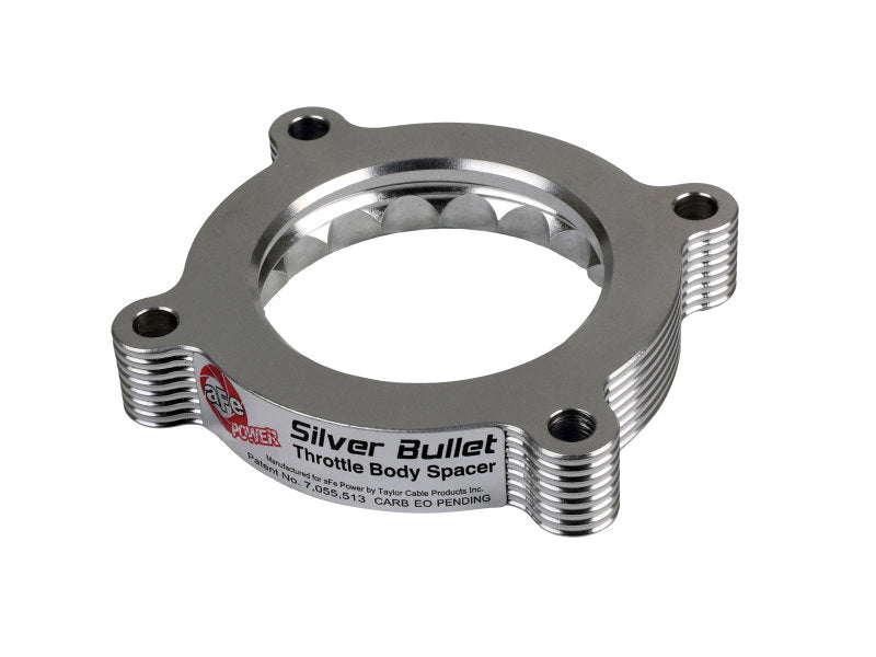 aFe 11-14 Ford Mustang/ 11-14 Ford F-150 V6 3.7L Silver Bullet Throttle Body Spacer - Silver aFe 11-14 Ford Mustang/ 11-14 Ford F-150 V6 3.7L Silver Bullet Throttle Body Spacer - Silver