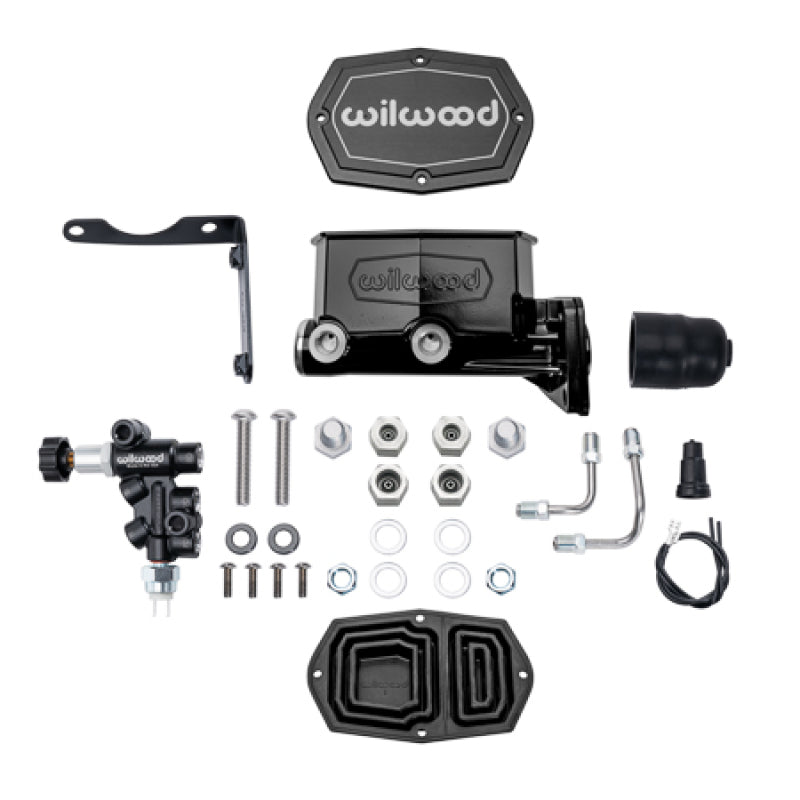 Wilwood Mopar Compact Tandem Master Cylinder Kit w/ Combination Valve 1in Bore - Black Wilwood Mopar Compact Tandem Master Cylinder Kit w/ Combination Valve 1in Bore - Black