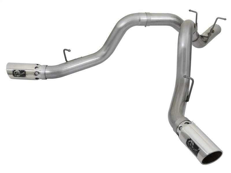 aFe Large Bore-HD 4in 409-SS DPF-Back Exhaust w/Dual Polished Tips 2017 GM Duramax V8-6.6L (td) L5P aFe Large Bore-HD 4in 409-SS DPF-Back Exhaust w/Dual Polished Tips 2017 GM Duramax V8-6.6L (td) L5P