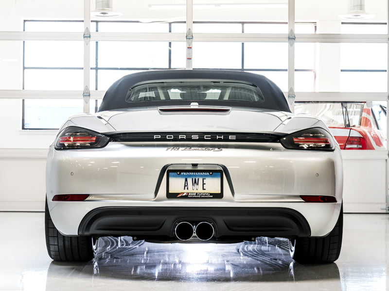 AWE Tuning Porsche 718 Boxster / Cayman Track Edition Exhaust - Chrome Silver Tips AWE Tuning Porsche 718 Boxster / Cayman Track Edition Exhaust - Chrome Silver Tips