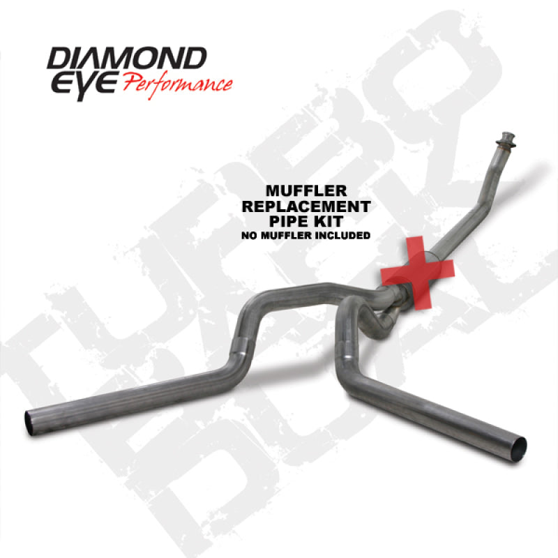 Diamond Eye KIT 4in TB MFLR RPLCMENT PIPE DUAL SS: 94-02 DODGE CUMMINS 5.9L Diamond Eye KIT 4in TB MFLR RPLCMENT PIPE DUAL SS: 94-02 DODGE CUMMINS 5.9L