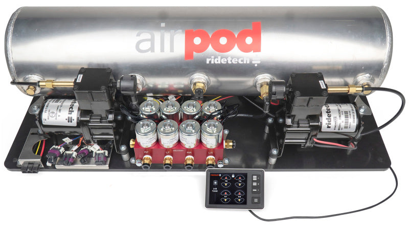Ridetech RidePro E5 Air Ride Control System 5Gal Dual Compressor AirPod Hi-Flow Big Red 3/8in Valves Ridetech RidePro E5 Air Ride Control System 5Gal Dual Compressor AirPod Hi-Flow Big Red 3/8in Valves