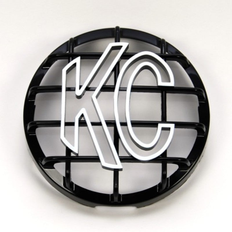 KC HiLiTES 6in. Round ABS Stone Guard for SlimLite/Daylighter Lights (Single) - Black/White KC Logo KC HiLiTES 6in. Round ABS Stone Guard for SlimLite/Daylighter Lights (Single) - Black/White KC Logo