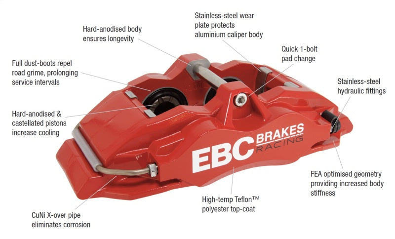 EBC Racing 92-00 BMW M3 (E36) Front Left Apollo-4 Black Caliper EBC Racing 92-00 BMW M3 (E36) Front Left Apollo-4 Black Caliper