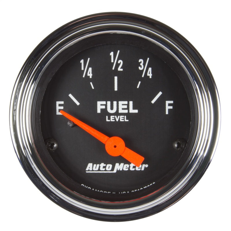 Autometer Traditional Chrome Gauge Fuel Level 2 1/16in 73e To 10f(Aftermarket Linear) Elec Autometer Traditional Chrome Gauge Fuel Level 2 1/16in 73e To 10f(Aftermarket Linear) Elec