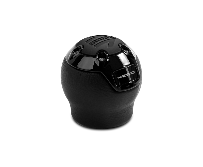 Momo Nero Shift Knob - Black Leather, Black Chrome Insert, with Reverse Lockout Momo Nero Shift Knob - Black Leather, Black Chrome Insert, with Reverse Lockout