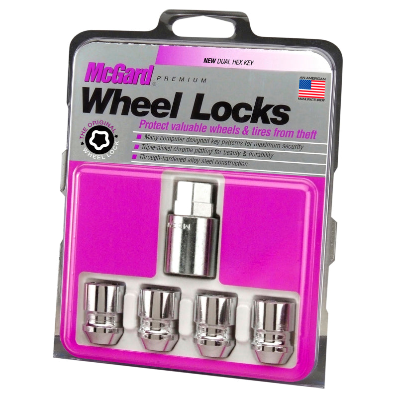 McGard Wheel Lock Nut Set - 4pk. (Cone Seat) M12X1.5 / 19mm & 21mm Dual Hex / 1.28in. L - Chrome McGard Wheel Lock Nut Set - 4pk. (Cone Seat) M12X1.5 / 19mm & 21mm Dual Hex / 1.28in. L - Chrome