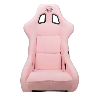 NRG FRP Bucket Seat PRISMA Edition W/ pearlized Back Pink Alcantara - Large