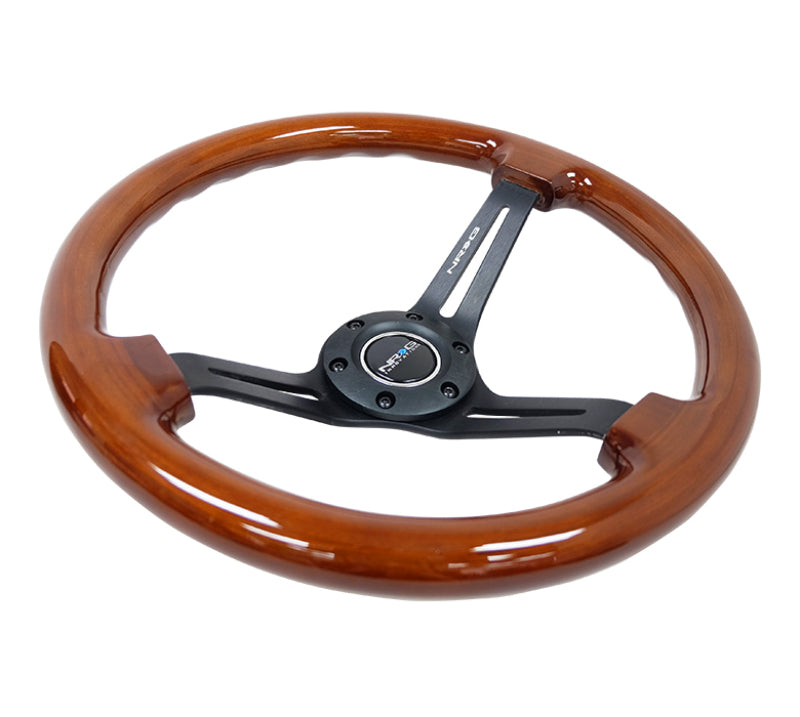 NRG Reinforced Steering Wheel (350mm / 3in. Deep) Brown Wood w/Blk Matte Spoke/Black Center Mark NRG Reinforced Steering Wheel (350mm / 3in. Deep) Brown Wood w/Blk Matte Spoke/Black Center Mark