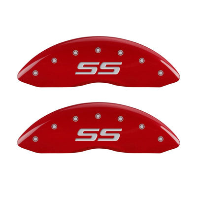 MGP 4 Caliper Covers Engraved Front & Rear Monte Carlo style/SS Red finish silver ch