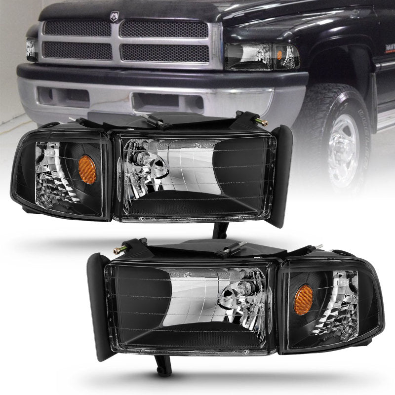 ANZO 1994-2001 Dodge Ram Crystal Headlights Black ANZO 1994-2001 Dodge Ram Crystal Headlights Black