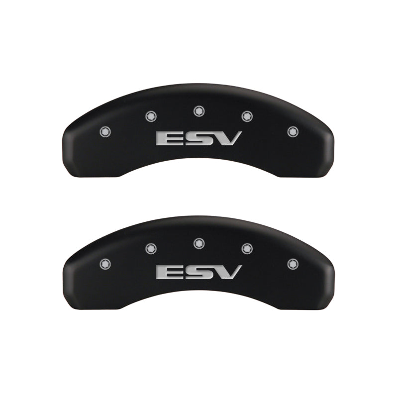 MGP 4 Caliper Covers Engraved Front Escalade Engraved Rear ESV Red finish silver ch MGP 4 Caliper Covers Engraved Front Escalade Engraved Rear ESV Red finish silver ch