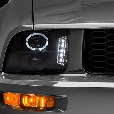 Raxiom 05-09 Ford Mustang Excluding GT500 LED Halo Projector Headlights- Blk Housing (Clear Lens)