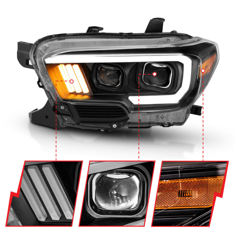 ANZO 2016-2017 Toyota Tacoma Projector Headlights w/ Plank Style Design Black/Amber w/ DRL ANZO 2016-2017 Toyota Tacoma Projector Headlights w/ Plank Style Design Black/Amber w/ DRL