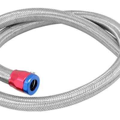 Spectre Stainless Steel Flex Fuel Line 3/8in. ID - 3ft. w/Clamps Red/Blue