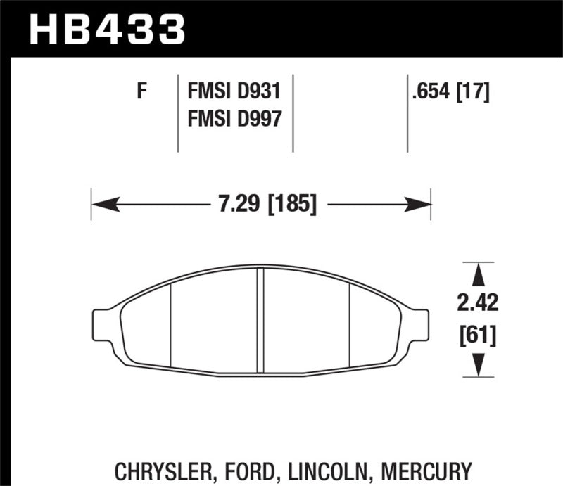 Hawk 03-11 Ford Crown Victoria HPS 5.0 Front Brake Pads Hawk 03-11 Ford Crown Victoria HPS 5.0 Front Brake Pads