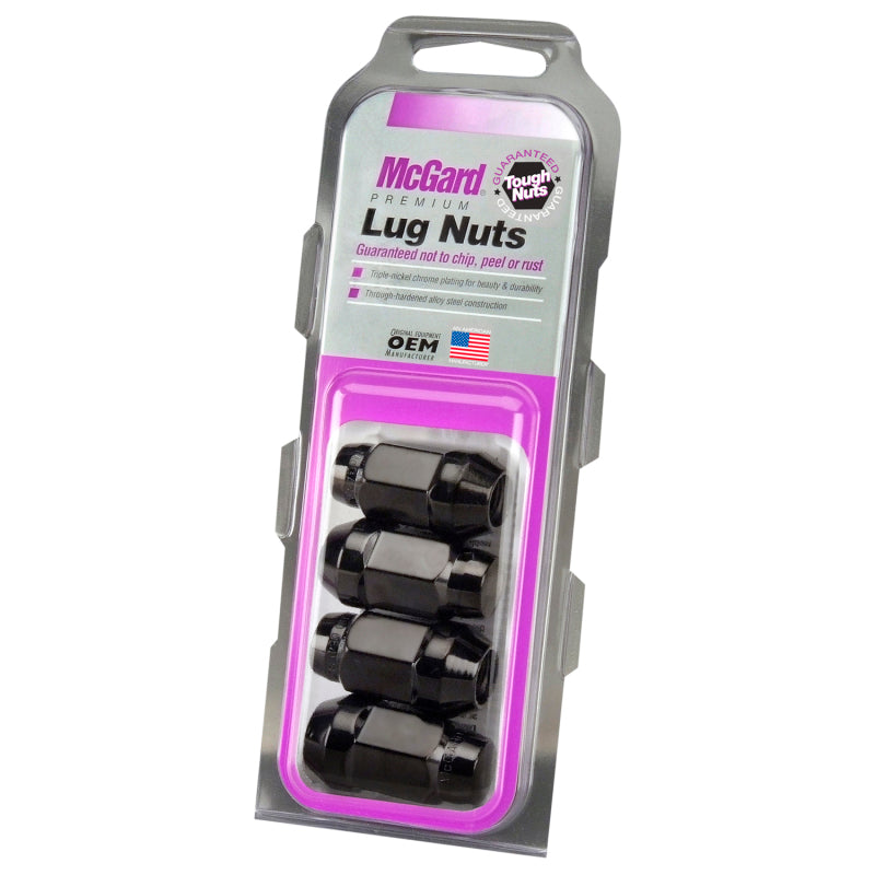 McGard Hex Lug Nut (Cone Seat Bulge Style) 1/2-20 / 3/4 Hex / 1.45in. Length (4-pack) - Black McGard Hex Lug Nut (Cone Seat Bulge Style) 1/2-20 / 3/4 Hex / 1.45in. Length (4-pack) - Black