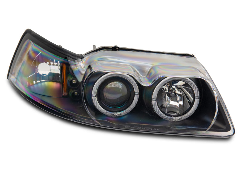 Raxiom 99-04 Ford Mustang Dual LED Halo Projector Headlights- Black Housing (Clear Lens) Raxiom 99-04 Ford Mustang Dual LED Halo Projector Headlights- Black Housing (Clear Lens)