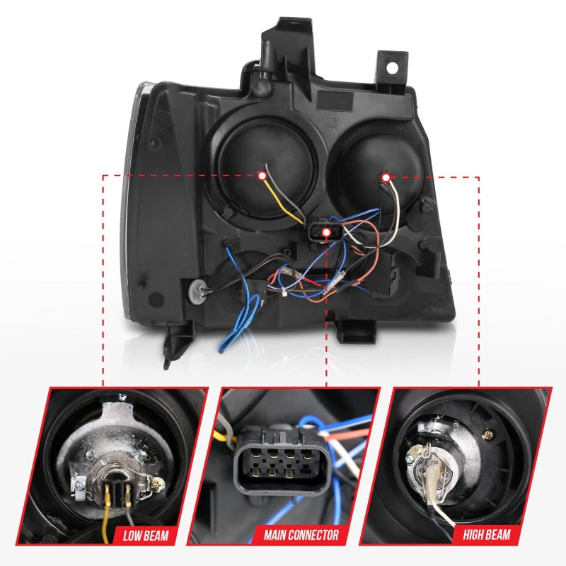 ANZO 2007-2013 Chevrolet Avalanche Projector Headlights w/ Halo Black (CCFL) ANZO 2007-2013 Chevrolet Avalanche Projector Headlights w/ Halo Black (CCFL)