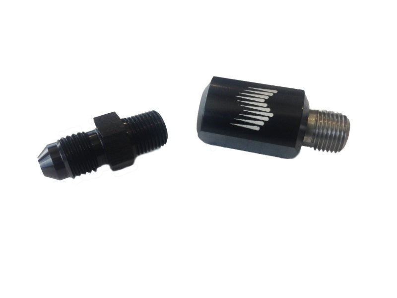 Snow Performance 1/8in NPT Female to 4AN Male Low Profile Straight Nozzle Holder Snow Performance 1/8in NPT Female to 4AN Male Low Profile Straight Nozzle Holder