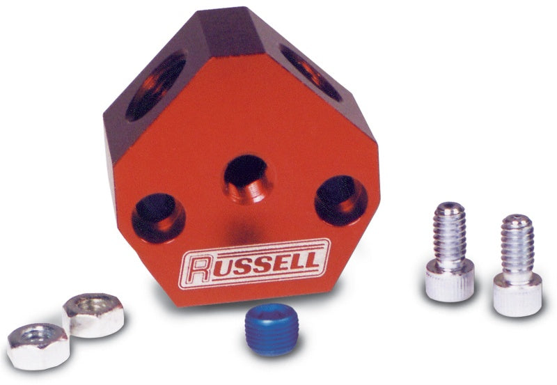 Russell Performance Billet Aluminum Y-Block w/ 1/2in inlet & 3/8in outlet Russell Performance Billet Aluminum Y-Block w/ 1/2in inlet & 3/8in outlet