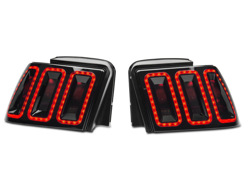 Raxiom 99-04 Ford Mustang Excluding 99-01 Cobra Icon LED Tail Lights- Black Housing (Smoked Lens) Raxiom 99-04 Ford Mustang Excluding 99-01 Cobra Icon LED Tail Lights- Black Housing (Smoked Lens)