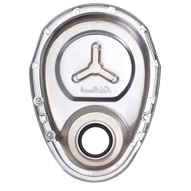 Edelbrock Timing Cover SB-Chevy Chrome w/ Welded Reinforcement Plate Edelbrock Timing Cover SB-Chevy Chrome w/ Welded Reinforcement Plate
