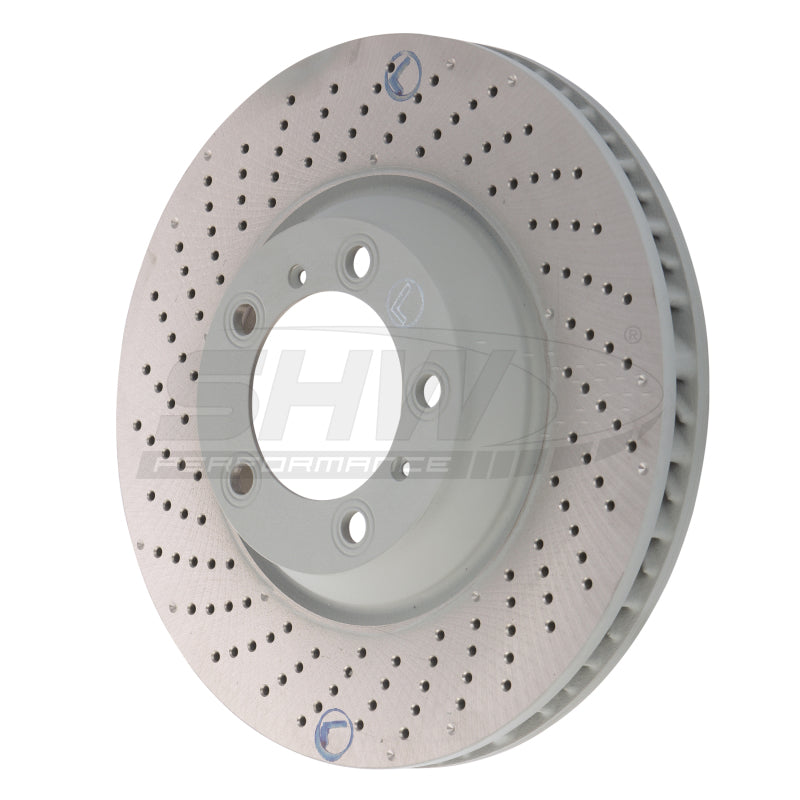 SHW 04-08 Porsche 911 GT3 w/o Ceramics Left Front Cross-Drilled Monobloc Brake Rotor (99735140990) SHW 04-08 Porsche 911 GT3 w/o Ceramics Left Front Cross-Drilled Monobloc Brake Rotor (99735140990)