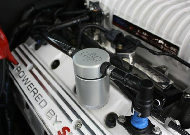 J&L 07-14 Ford Mustang GT500 Passenger Side Oil Separator 3.0 - Clear Anodized J&L 07-14 Ford Mustang GT500 Passenger Side Oil Separator 3.0 - Clear Anodized