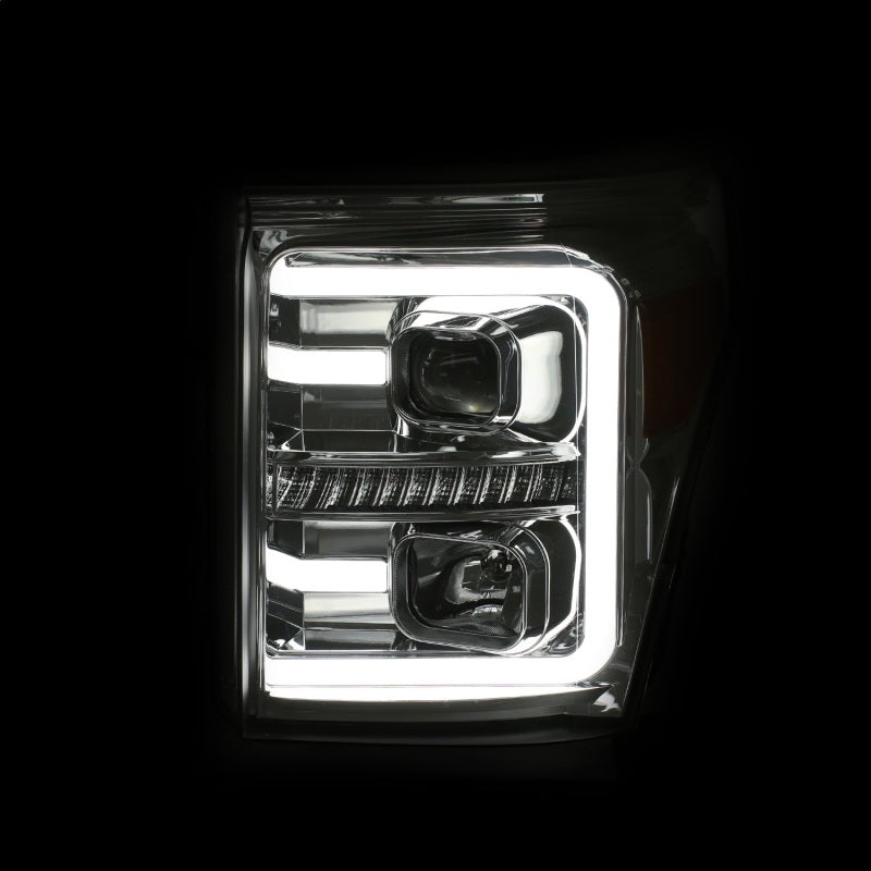 ANZO 11-16 Ford F-250/F-350/F-450 Projector Headlights w/ Plank Style Switchback Chrome w/Amber ANZO 11-16 Ford F-250/F-350/F-450 Projector Headlights w/ Plank Style Switchback Chrome w/Amber