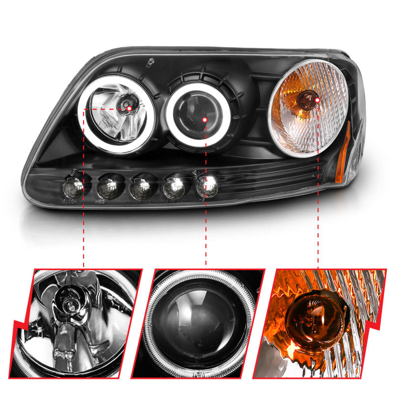 ANZO 1997-2003 Ford F-150 Projector Headlights w/ Halo Black (CCFL) ANZO 1997-2003 Ford F-150 Projector Headlights w/ Halo Black (CCFL)