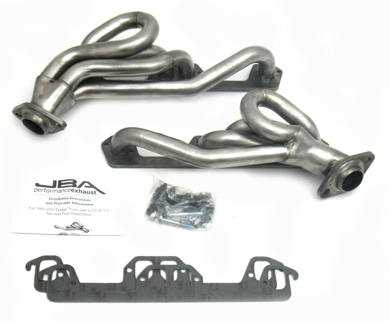 JBA 96-03 Dodge Truck 5.2L/5.9L Magnum 1-1/2in Primary Raw 409SS Cat4Ward Header JBA 96-03 Dodge Truck 5.2L/5.9L Magnum 1-1/2in Primary Raw 409SS Cat4Ward Header